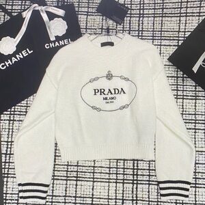 Prada White Sweater with Black Accents